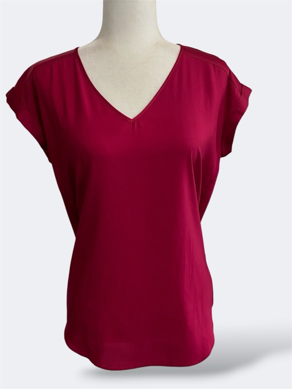 Express Fuchsia Pink V-Neck Cap Sleeve Top
